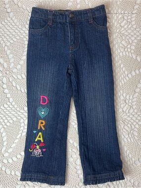 Vintage Y2K Dora the Explorer Girls 4t 2009 Boots Embroidered Denim Ruffle Jeans